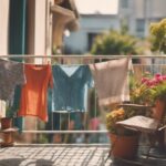 Hanging Clothes to Dry on a Balcony